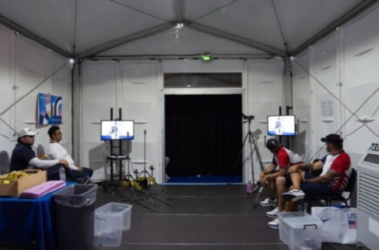 2024 파리올림픽 남자 양궁 개인 결승전이 치러지기 전 선수 대기실 모습.   [세계양궁연맹 인스타그램]